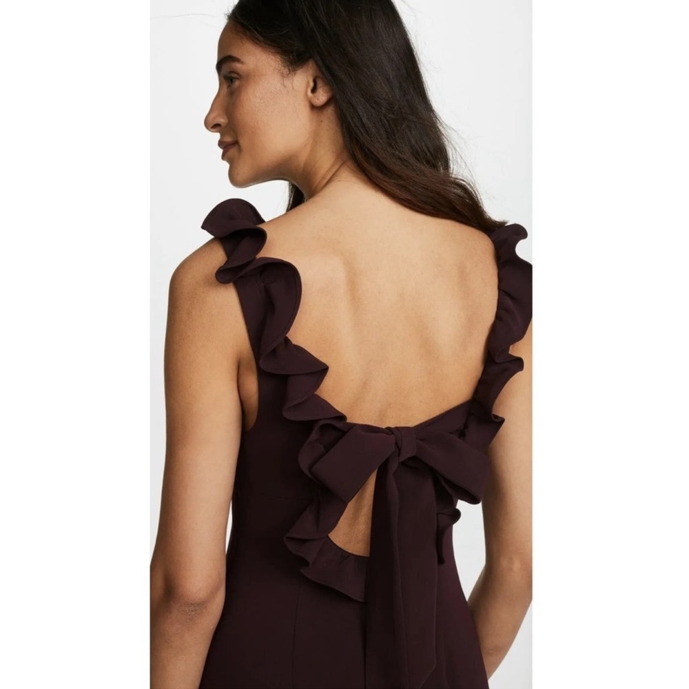 NWT Cinq a Sept Black Tatiana Ruffle Tie Back High Low Maxi Dress